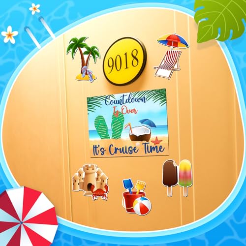 Kanayu 6 Pcs Summer Cruise Door Decorations Magnetic Large Ship Decorations Magnets Anchor Cruise Decor Car Fridge Magnet Decal for Carnival Stateroom Door - style: Cruise