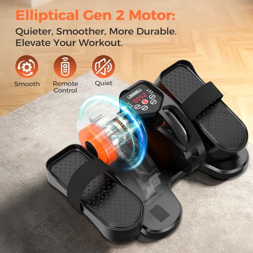ESL Under Desk Elliptical, Electric Elliptical Leg Exerciser for Seniors | 12 Speed Adjustable, Quiet Elliptical Exercise Machine with Remote, Seated Pedal Exerciser with Strap, Portable - color: Black Blue