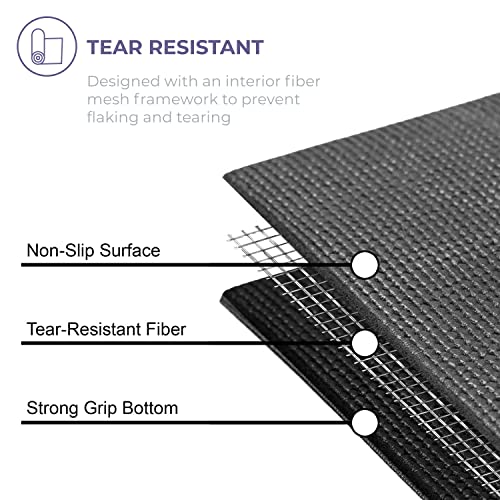 Voyage 5mm Studio Yoga Mats, 6 Pack, 72x24in - color: Black
