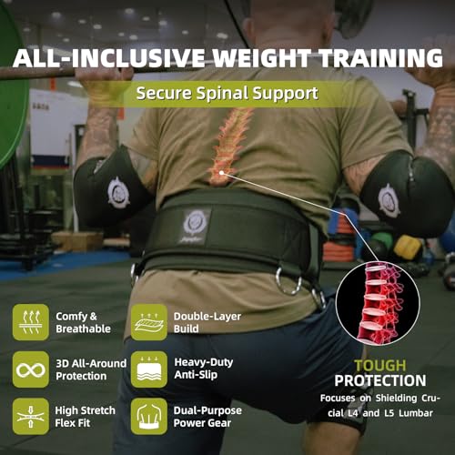 2-in-1 Weightlifting Belt & Dip Belt with Chain for Added Weight Training,Weightlifting, Squats, Deadlifts,Powerlifting for Men & Women - color: Green/Green, size: X-Large