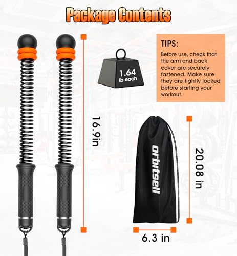 Weighted Ropeless Battle Ropes with Adjustable Spring Resistance, Quiet Cordless Battle Rope Sticks for Apartment Home Gym, Portable Workout Equipment with Weighted Handles for HIIT Cardio Training - color: Black