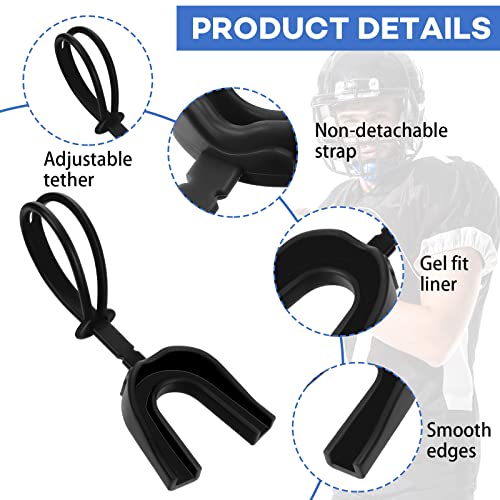 Dunzy 20 Pcs Football Mouth Guards with Strap Bulk Sports Mouthguard Bulk Football Mouthpiece Mouth Protector for Wrestling Boxing Lacrosse Hockey Taekwondo - color: Black, size: Adult