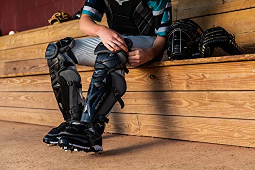 Mizuno Adult Samurai Baseball Shin Guards - color: Black/Royal, size: 16.5"