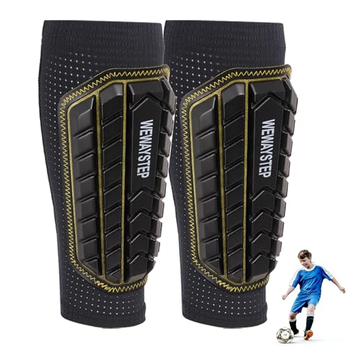 Shin Guards Soccer Kids Youth, Adult Shin Guards with Honeycomb Padding，Breathable & Anti-Slip Calf Compression Sleeves - color: Black Yellow, size: 3X-Small