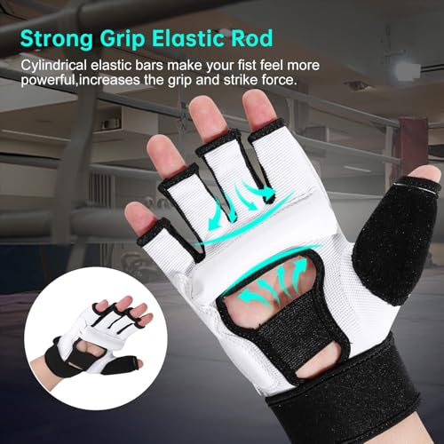 Kickboxing Sparring Gloves TKD Gloves for Men Women Half Finger Boxing Gloves Fighting Gloves Boxing Gloves for Punching Bag Training Gloves for Men Women Black - color: white, size: X-Small