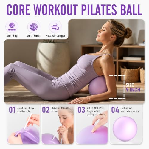 JKSHMYT Pilates Ring Kit for Women, Pilates Equipment – 14.5" Home Magic Circle Workout with Pilates Ball,Resistance Bands,Better me Pilates Essentials Starter Set for Beginners Toning Shape Full Body - color: Dark, size: 10 pcs Kit