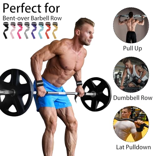 Lifting Straps Wrist Straps for Weightlifting Gym Straps Weight Lifting Deadlift Workout Women Men Dumbbell Straps for Hand RDL Strap Exercise Straps Dead Lift Cotton Neoprene Padded Zeus Power - color: 09-Light Blue Silicone