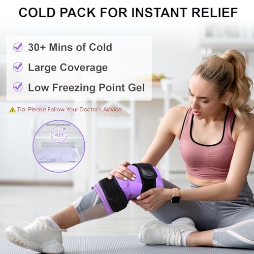 APEXUP Ice Pack for Knee Pain Relief, Large Reusable Wrap After Surgery, Flexible Gel Cold Pack for Injuries, Pain Relief for Back, Shoulder, Elbow, Ankle and Leg (Purple, L, 2PK) - size: Large-2PK, style: Purple