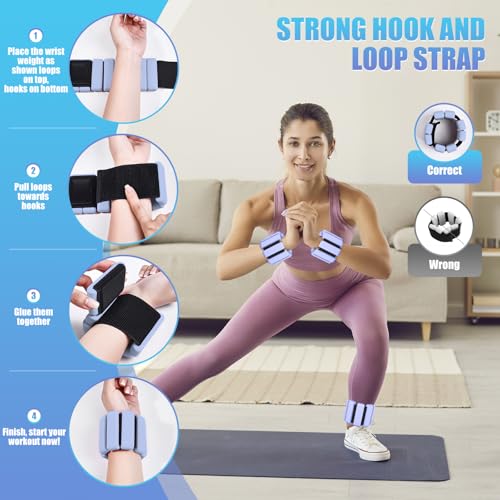 Ankle Weight Wrist Weight 2 Pack 1lb Each Adjustable | Arm and Leg Weight, Women and Men, Pilates Gym Yoga Aerobic, Strength Training - color: Blue