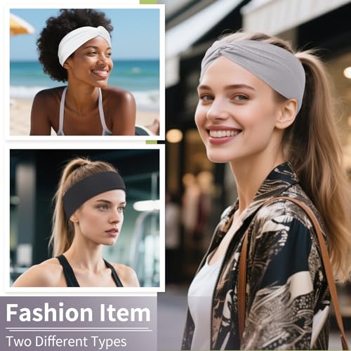12 Pcs Stretchy Headbands for Women, Absorbed Sport Headband Soft Twist Knotted Hairbands for Daily Life Yoga Workout (Neutral Color 2) - color: Neutral color 2