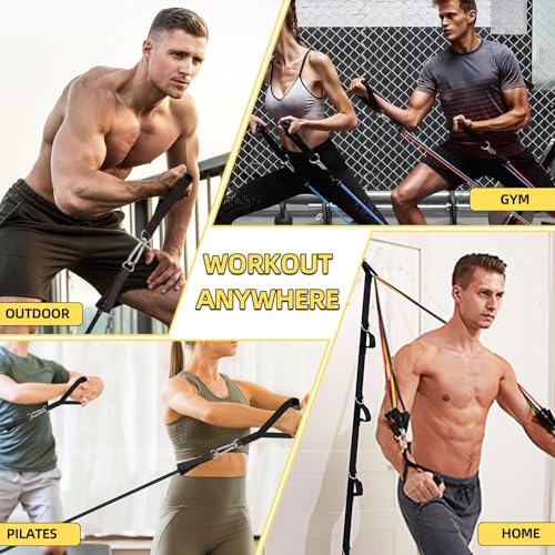 KANGFITER Door Anchor Strap and Resistance Bands for Working Out with Handles, Strength Training Equipment Exercise Bands for Full Body Workout, Non-Slip Multi Point Attachment for Home Gym Fitness