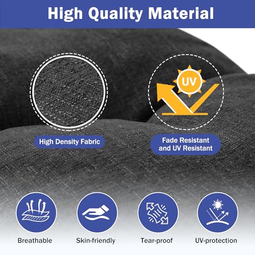 IPYNBAP Bench Cushion, 42 x 16 Inch Patio Furniture Cushions with Durable Ties, Soft Memory Foam Bench Cushions for Indoor/Outdoor Furniture with Non-Slip Bottom, Kitchen&Dining, Black (Pack of 2) - color: Black, size: 42*16+4” (Pack of 2)