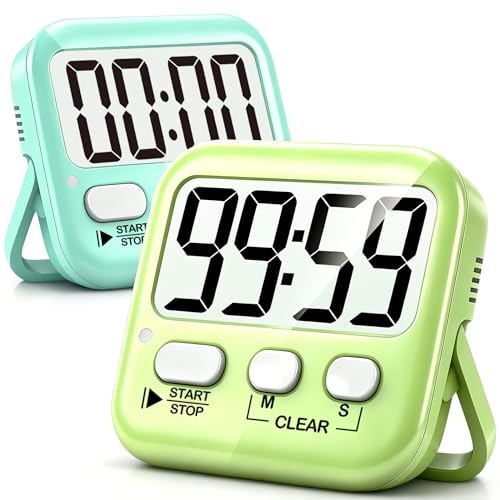Antonki 2 Pack Digital Timer for Kids, Magnetic Countdown Kitchen Timers for Cooking, Egg, Classroom, Teacher, Exercise, Study, Oven - Battery Included - color: 2 * Amazing Macaron ( 98%+choice for Kids )