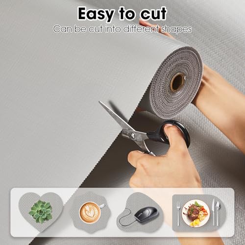 Drawer and Shelf Liner, Non-Slip Kitchen Cabinet Liners Non-Adhesive Thick Strong Grip Waterproof Washable Mats Protect Dresser Shelves Cupboard Bathroom Cabinets, Light Gray, 12 in X 10 FT - color: Light Gray, size: 11.8"W x 118"L