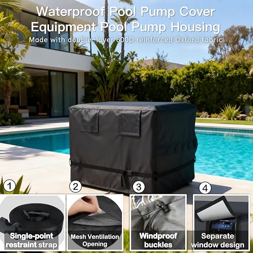 Pool Heater Cover for Hayward Brand | 600D Heavy-Duty Waterproof Winter Cover | Waterproof Pool Pump Cover, Equipment Cover 39" L*33.5" W*27.5" H