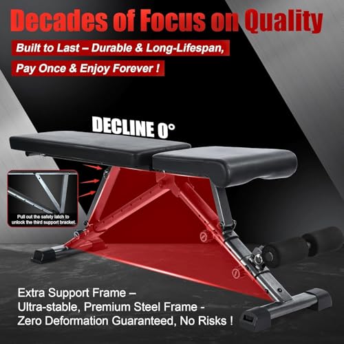 BARWING Adjustable Weight Bench Workout Bench, 1000/1300 LBS Heavy Duty Incline Decline Bench for Home Gym, Easy Assembly Foldable Training Lifting Bench - color: Dark Gray