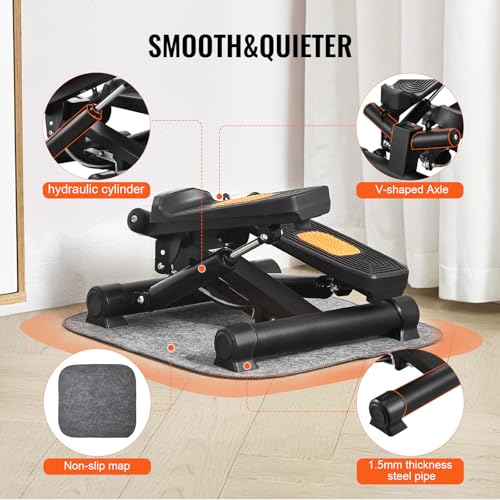 VEVOR Stair Stepper, Mini Stepper for Exercise at Home, Hydraulic Fitness Stepper with Resistance Bands, Full Body Workout Cardio Equipment, Stair Climber - style: Twisting Stepper
