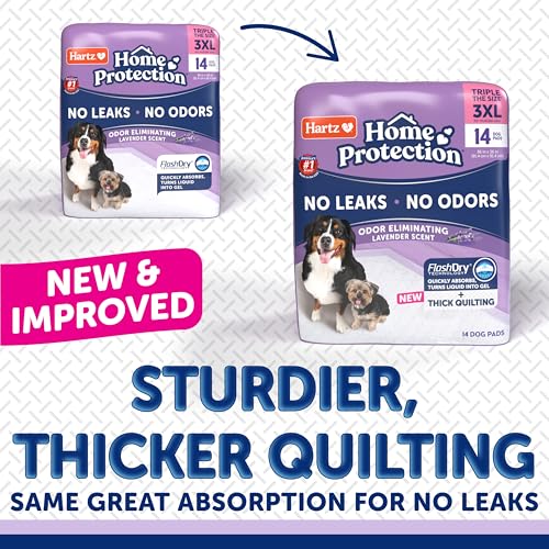 Hartz Home Protection Super Absorbent Odor Eliminating Lavender Scented No Leak Dog Pads, 3XL 14 Count - size: 3XL 36 x 36 (14 Count)