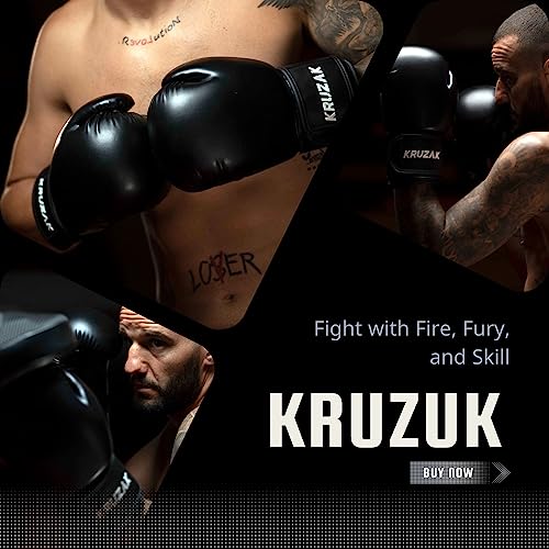 Kruzak Boxing Gloves for Men & Women, Sparring & Kickboxing Gloves, Muay Thai & MMA Gloves, 8-16 oz - color: Black, size: 12 oz