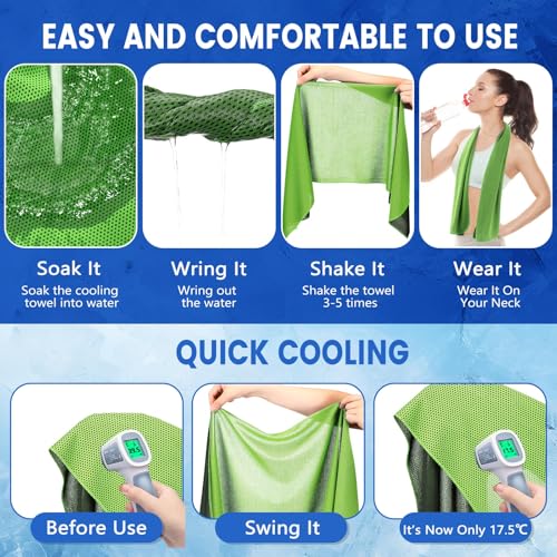 Hosuly 6 Pack Cooling Towels 40"x12" Ice Towel Cooling Neck Wraps Soft Breathable Chilly Stay Cool in Summer for Sports Yoga Golf Gym Activities(Bright Green) - color: Bright Green
