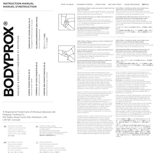 Bodyprox Elbow Brace 2 Pack for Tennis & Golfer's Elbow Pain Relief | Adjustable compression strap helps ease forearm stress from sports, workouts, work, and daily tasks.