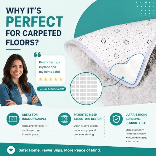 20 PCS Carpet-to-Carpet Rug Corner Grippers, Cloth-Backed Non Slip Pads for Area Rugs Over Carpet, Double-Sided Rug Stoppers Prevent Sliding, Curling & Bunching, Keep Rug Corners Flat (Patented Mesh) - color: Rug on Rug