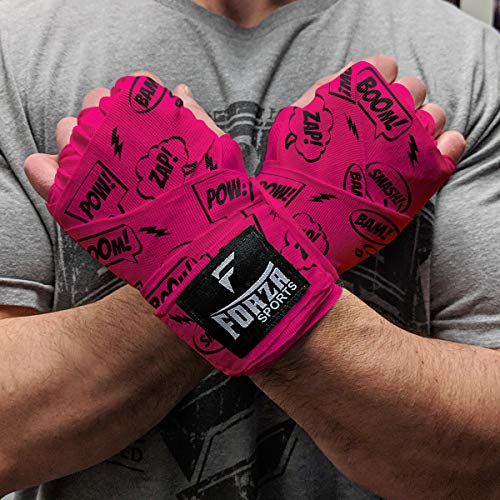 Forza Sports 180" Mexican Style Boxing and MMA Handwraps - color: Comic Book Hot Pink