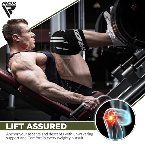 RDX Knee Wraps for Weightlifting, 78” Elasticated Straps Power Lifting Leg Press Support Gym Fitness Squats Workout Men Women - color: Army Green