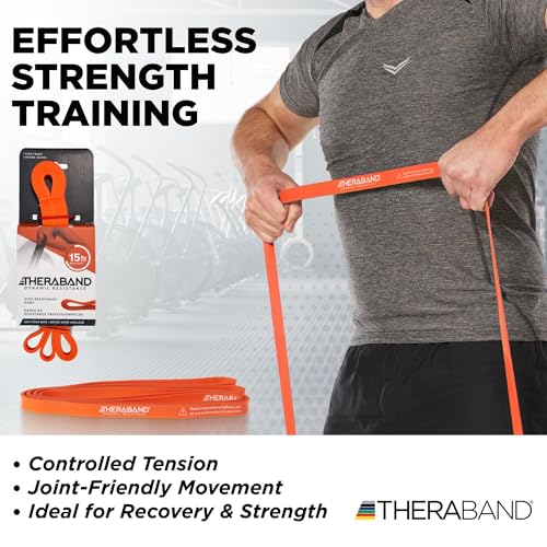THERABAND High Resistance Band, Light Elastic Super Band for Full Body Workouts, Physical Therapy, Strength Training, Durable 41” Loop Exercise Band, 15 lb Resistance - size: Light (15 lbs)