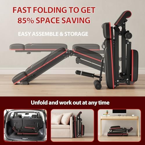 Adjustable Weight Bench with Leg Extension Preacher Pad, 880LBS Capacity Workout Bench Multi-function Bench Press Full Body Workout, Incline Decline Bench for Home Gym Strength Training