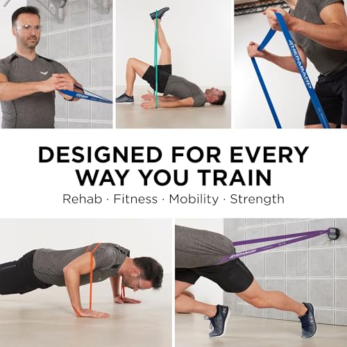 THERABAND High Resistance Band Set of 2, Light and Medium Elastic Super Bands for Full Body Workouts, Physical Therapy, Strength Training, Durable 41” Loop Exercise Bands, 15-25 lbs Resistance - size: 2 Pack Easy (15-25 lbs)