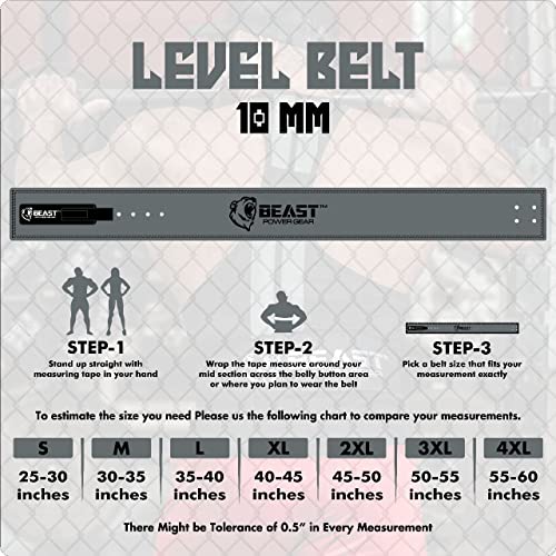 Beast Power Gear Weight Lifting Belt Lever Buckle 10MM 13MM Thick & 4 Inches Free Strap Weightlifting, Powerlifting, Deadlifts, Squats Men Women - color: Gray, size: XX-Large