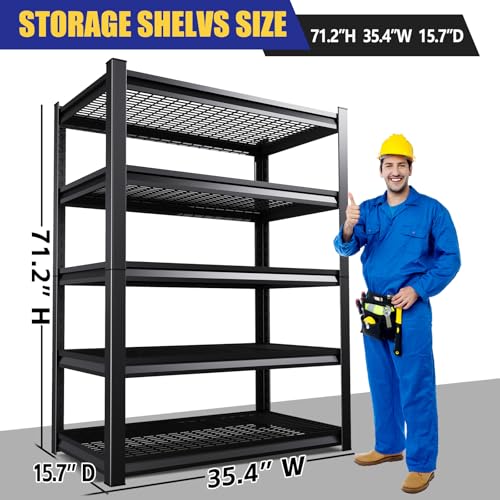 71"H Garage Shelving-3000LBS 5 Tier Storage Shelves,Adjustable Heavy Duty Metal Shelving Unit and Storage Large Wire Rack,Utility Steel Shelf For Shop Warehouse Industrial Pantry Basement 71"x35"x16" - size: Wire/35"Wx16"Dx71"H