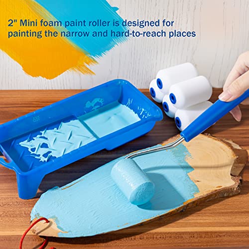 Mister Rui 2 Inch Foam Paint Roller Covers, 12 Pack, Small Paint Roller Refills 2 Inch, Mini Piant Rollers for Trim or Corner, High Density Sponge Roller - size: 2 Inch, 12 Pack