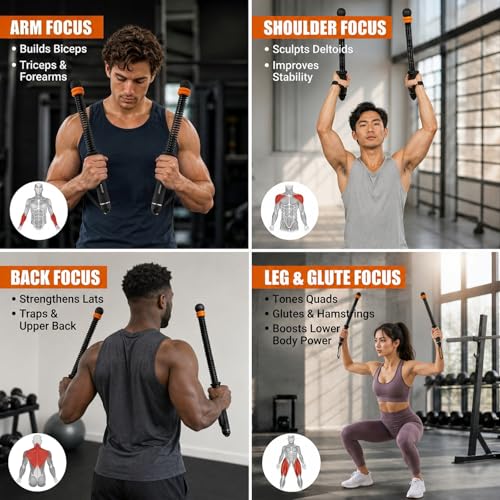 Ropeless Battle Ropes for Home Gym, Adjustable Weight & Portable Cordless | for Home Gym, Weighted Exercise Equipment, for Low-Impact Workout, Strength & HIIT, with Storage Bag, for Men & Women