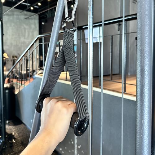 Resistance Band Handles, 2 Pack Heavy Duty Cable Machine Grips | Reinforced 2 in. webbing, D-rings, and textured grips for bands, cable machines, strength training - color: Black