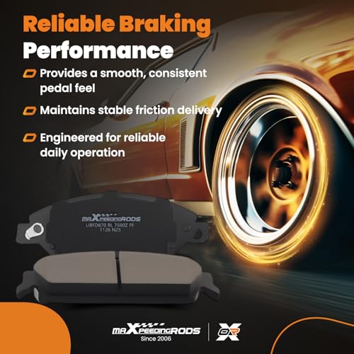 maXpeedingrods D1092 D1194 8x Front & Rear Brake Pads w/Hardware For Chevrolet Silverado 1500 GMC 2007-2014 - size: D1092