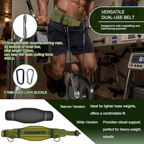 Weight Lifting Belt Gym Fitness with Quick Locking, Dip Belt with rope, Weighted Pull Up Belt for Gym Fitness Powerlifting Squat - color: Green, size: Medium