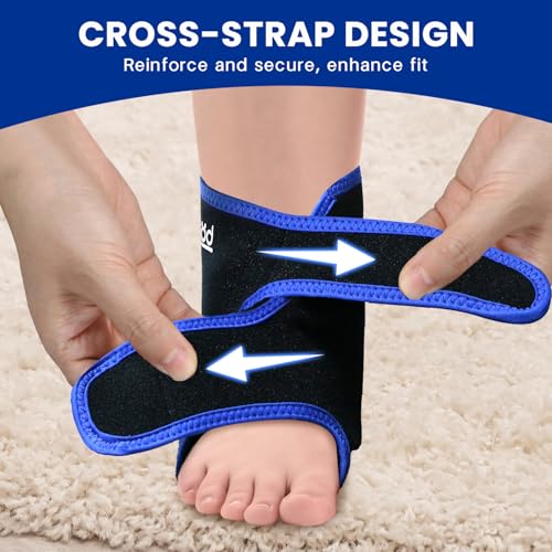 Ankle Ice Pack Wrap Reusable Gel Cold Compression for Foot Discomfort Ice Wrap for Feet Swelling and Recovery Plantar Fasciitis Achilles Tendonitis Sprained Ankles Heel Spur Pain Relief (Black) - color: Black