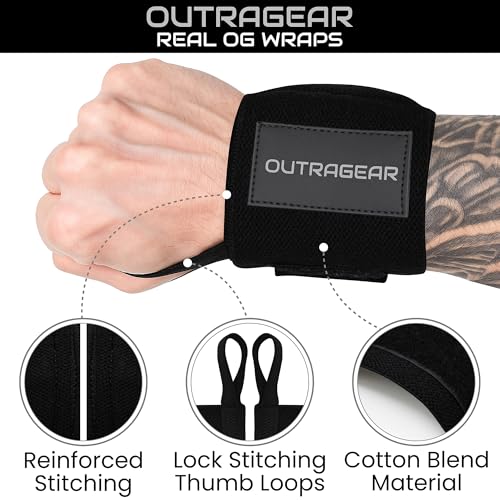 18" OG-Grade Wrist Wraps for Weightlifting – Heavy Duty Wrist Support with Thumb Loop & Lockdown Strap – Wrist Straps for Powerlifting, Bench Press & Gym Training - style: Victory Black