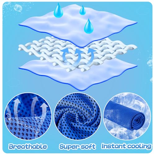 4 Pack Mini Cooling Towels (30"x9") - Kids Cooling Towel, Soft Breathable Cooling Neck Wraps with UPF 50 Sun Protection for Boys Girls Running Exercise Parent-child Activities School Outdoor Sports - color: Blue & Black & Grey & Royal Blue