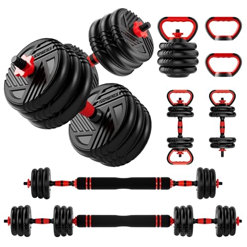 Adjustable Dumbbell Set, 20/30/45/70/90lbs, 5 in 1 Multi-Function Dumbbells | Converts to Barbell Kettlebell&Push up Stand, Free Weight Set for Home Gym Workout, Suitable for Men/Women Strength Training - size: 88LBS(44LB Pair)