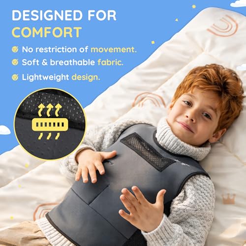 Weighted Compression Vest for Kids – Adjustable Sensory Vest with Removable Weights – Breathable Mesh Lining – Comfortable Fit for Home and Classroom - size: Medium