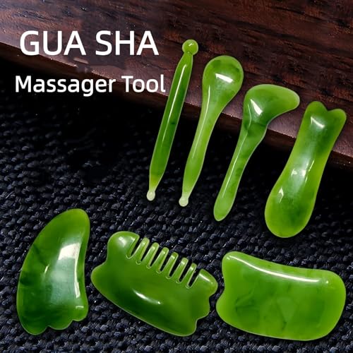 Gua Sha Scraping Massage Tool, GuaSha Facial Set, Natural Resin GuaSha Massage Tools for Rejuvenate Skin Anti-Wrinkle Anti Aging (Green, Square) - size: Square
