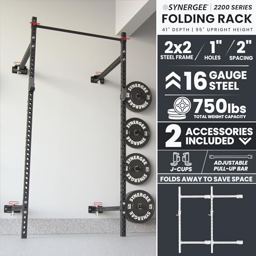 Synergee 2200 Folding Rack – 750 lb Capacity Power Cage - color: g) Black 95" x 41"