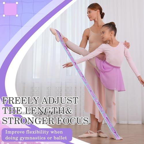 Stretch Strap for Kids Elastic Gymnastic Stretching Ballet Dance Band with 8 Loops Adjustable Exercise Training Resistance Strap for Children Stuff Pilates Latin Yoga Equipment - color: Purple and Pink