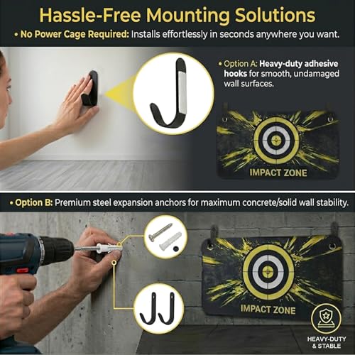 Medicine Ball Target for Wall Ball Training, 31.5" x 16.5" Impact Zone Pad with High Density Foam Backing, Wall Mounted Slam Ball Target with Adhesive & Screw Hooks