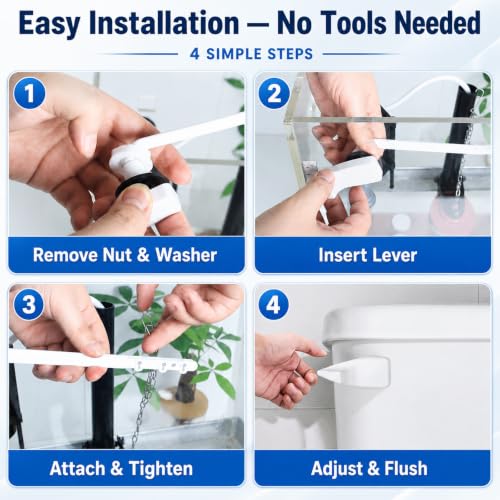 Lydia's Deal Toilet Handle Replacement Kit, Universal Front Mount Toilet Tank Flush Lever Replacement Handle, Toilet Tank Trip Lever, Easy to Install, Toilet Repair Kit, White Plastic - color: White Plastic