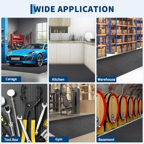 GarveeTech 7.5 x 22 ft Garage Floor Mat, 2.8 mm Thickened Flooring Roll Diamond Plate PVC Rubber Trailer Mat, Non-Slip Floor Protector Mat for Garage, Warehouse, Gyms, Trailer, SUV