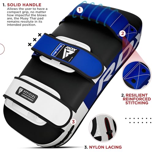 RDX Muay Thai Pad for Training, Curved Kickboxing Kicking Strike Shield, Coaching Kick Boxing, MMA, Martial Arts, Karate, Taekwondo, Punching, Foot, Knee and Elbow Target - color: Blue